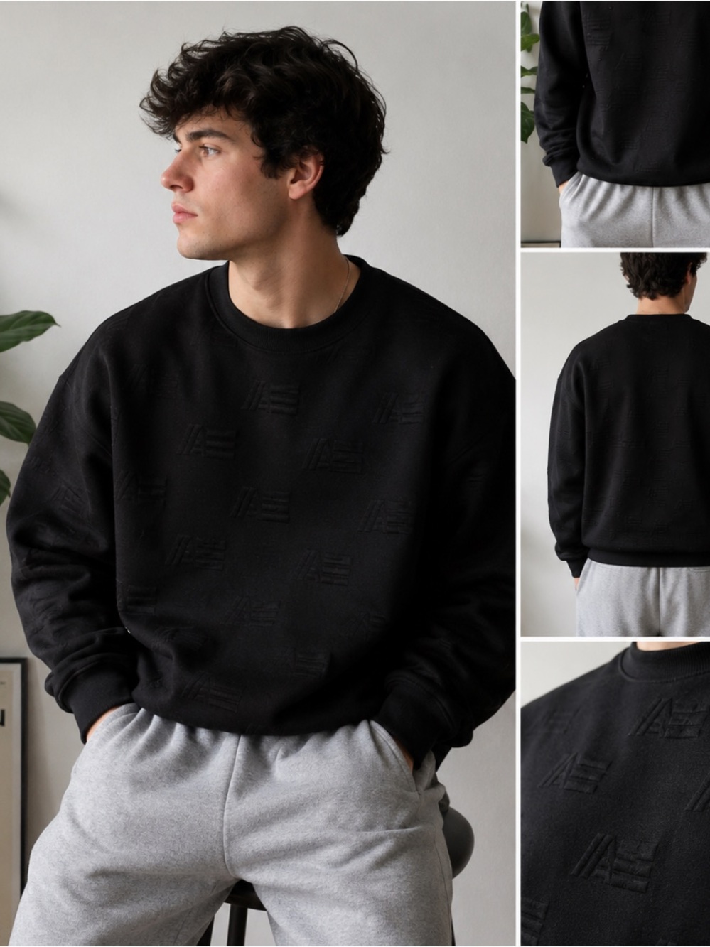 Viral Aldi Gear Black Crewneck Pullover Sweatshirt NWT Unisex Minimalist